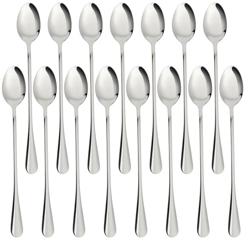 15Stück Latte Macchiato Löffel Set Teelöffel Lang Dessertlöffel | 19.3cm Lange Griff Spülmaschinenfest Joghurtlöffel Lang Eislöffel Rührlöffel Lang Eiskaffee Löffel Longdrinklöffel