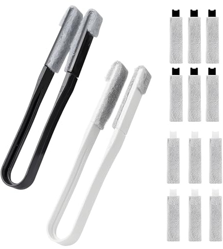 2PCS Blind Duster and Venetian Blind Cleaner Tool with 12 Replaceable Heads, Multi-Use Window Cleaning Equipment for Air Conditioner, Radiator, Crevice, Grout, and Hard-to-Reach Surfaces