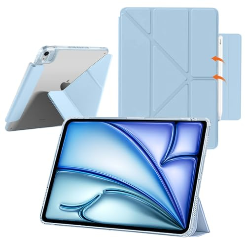YealRed Tablets Hülle für iPad Air 11 Zoll (2026-2024) (Hellblau) | Dünner Ständer Tablet für iPad Air 10,9 Zoll (2022/2020), Transparente Rückseite, Magnetische Stoßfeste Schutzhülle