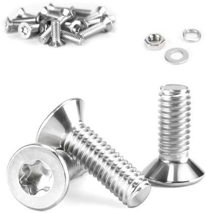 40 Set M6 Schrauben Set, M6 x 20mm Senkkopfschrauben Muttern Set, Edelstahl Torx Schrauben Sets, Maschinenschrauben mit Unterlegscheiben, für Maschinen, Geräte, Möbel (40, M6*20mm)