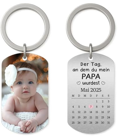 Geschenke Mall Personalisierter Schlüsselanhänger - Als Du Mama/Papa Wurdest - Schlüsselanhänger Personalisiert Papa, Schlüsselanhänger Foto, Vatertagsgeschenk Für papa personalisiert