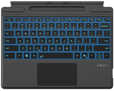 MEETION Tastiera Surface Pro per Surface Pro 11/10/9/8/X 13, retroilluminazione a 7 colori, tastiera wireless Bluetooth staccabile con spazio per penna, cover ultra sottile ricaricabile con trackpad