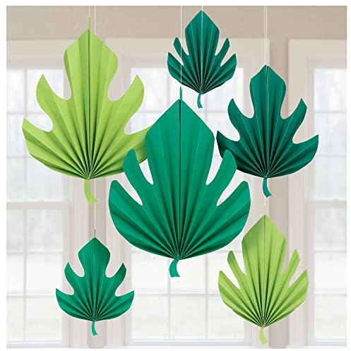 amscan Fan Hanging 6 Piece Decoration Hawaiian Palm Leaves Shaped