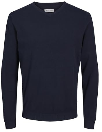 JACK & JONES Jjebasic Knit V-Neck Noos, Pull Homme, Bleu (Navy Blazer Navy Blazer), X-Small