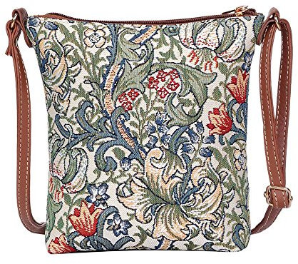 Signare Tapisserie Kleine Tasche Damen, Handtasche Damen Klein, Reisepass Tasche, Mini Handtasche (Goldene Lilie)