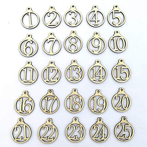 little finger 1-25 Vintage Holz Weihnachtsdekoration Clearance Countdown Adventskalender Zahlen DIY Geschenkanhänger