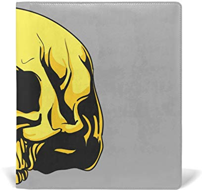 FANTAZIO Lehrbuch-Hüllen mit goldenem Skelett-Köpfen, passend für kleinere, dünnere Schulbücher bis 22,9 x 27,9 cm