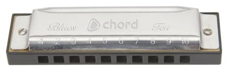Chord | 10 Hole Harmonica With Case & Cleaning Cloth | Key A
