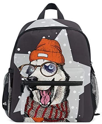 Linomo Süßer Husky Hund Kinder Rucksack Daypack Rucksack Büchertasche Vorschule Kleinkind Rucksäcke Kindergarten Schultertasche für Jungen Mädchen Kind
