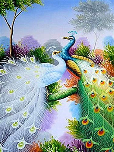 TWYYDP Holzpuzzle Für Erwachsene 1000 Teile Weißer Pfau Der Karikatur Und Bunter Pfau Kind Oder Einen Freund