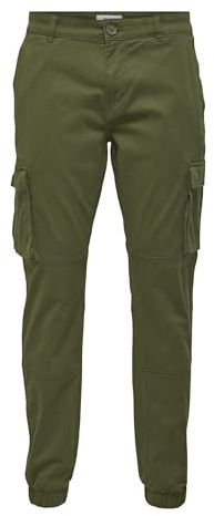 ONLY & SONS Herren Cargo Hose ONSCAM Stage 6687 - Tapered Fit - Grau W27-W38, Größe:28W / 30L, Farbe:Olive Night 22016687