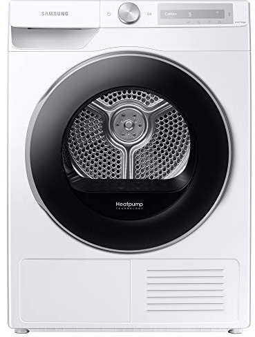 Samsung Series 6 DV90T6240LH/S1 with OptimalDry™, Freestanding Heat Pump Tumble Dryer, 9 kg, White, A+++ Rated