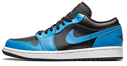 Nike Herren Air Jordan 1 Low Laser-Blau, Laserblau/Schwarz?Weiß, Größe 47, Blau, weiß, 46 EU