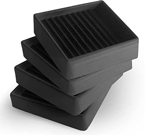 CasterMaster Möbeluntersetzer aus Gummi, quadratisch, mit rutschfestem Bodengriff, 2 x 2 Stück, Schwarz