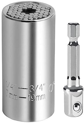 Lpluziyyds Universal Socket Set (7-19mm), Multifunktions Universal Socket Tool mit Bohrer Adapter Schrauben Sie alle Bolzen Geschenke für Papa, Ehemann, Freund, Männer, Vatertag Geschenk