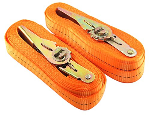 Lot de 2 Sangles d'arrimage à cliquet rétractables et Robustes 3 m de Long 25 mm de Large Charge de 800 kg Courroies de Tension réglables pour Sac de Transport Bagages Objets pour Voiture Moto