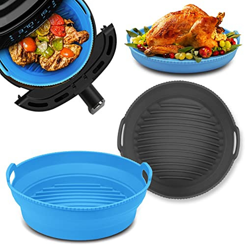 Air Fryer Liners Silicone Air Fryer Liner 8.46 Airfryer Accessories, Compatible with 3.2L - 7.5L Ninja Foodi OP350UK, Tower, COSORI Air Fryers, Microwave Oven Dishwasher Safe