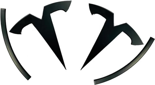 Powlamks 3D-Metall-Emblem-Aufkleber für Tesla Model Y, 2 Stück – Fronthauben-Abzeichen & Kofferraum-Logo hinten (glänzend schwarz)
