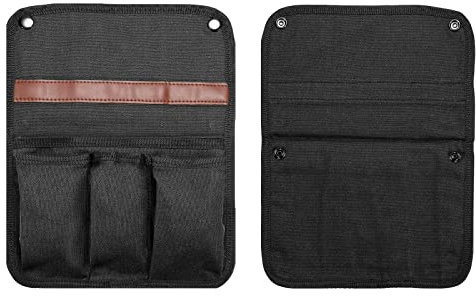 PATIKIL Chair Armrest Organizer, Outdoor Folding Chairs Arm Rest Side Magazines Snacks Bag Waterproof Storage Pouch for Camping, Black