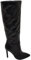 Malu Shoes Stivali alti donna al ginocchio in pelle nero a punta tacco a spillo 12 cm zip lunga aderente moda linea Basic (40 EU)
