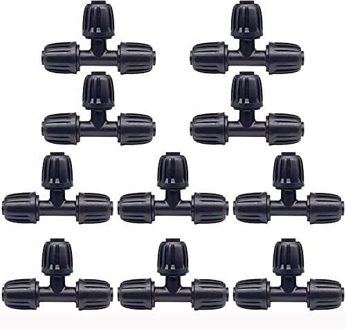 Hydrogarden Tropfbewässerungsschalter-Ventil für (1,27 cm ID x 0,6 - 1,6 cm Außendurchmesser), 16 mm Widerhaken-Verriegelung, Absperrschieber (Schalterventil), 10 Stück