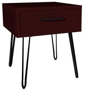 Nachttisch Wenge - 40x40 cm - Nachtschrank - Modis - Glamour - Moderner Nachttisch - Tisch auf Metallbeinen -Loft - Metallbeine - Hairpin Legs - Hairpin Beine Schwarz