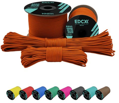 EdcX 2 mm Nylon Paracord 275 (50 und 100 m) – 100% Nylonseil, 3-adrige Schnur, Nylonschnur 2 mm in vielen Farben (Orange Yellow, 100 m)