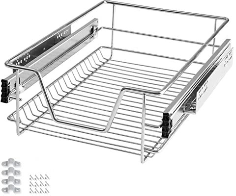 Ansobea Spülschrank Organizer Teleskopschublade 40cm Schrankauszug Küche Spülenunterschrank Organizer Schrankauszug Schubladeneinsätze für Küchenschrank inkl. Schienen, 4 Stück