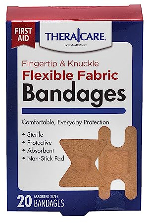 Thera|Care Flexible Fabric Fingertip and Knuckle Bandages | Fingertip and Knuckle, 20 Count