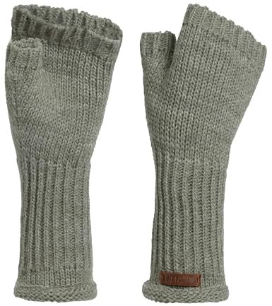 KNIT FACTORY - Cleo Handstulpen - Fingerlose Handschuhe - Gestrickte Handschuhe für Winter - Damen Handstulpen aus Wolle - Hochwertige Qualität - Urban Green