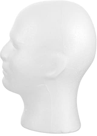 FRCOLOR Schaufensterpuppenkopf Glatzenkappe Torso Glatzkopf Einer Schaufensterpuppe Männliche Schaufensterpuppe Afro-perücke Stahlhelm Hutständer Schaum Mann Modellständer Weiß Kopfhörer