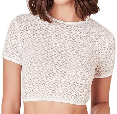 Krüger Dirndlbluse Lani Ecru | hochgeschlossene Damen Dirndl-Bluse | Spitze Kurzarm Gr 46