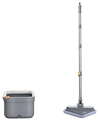 Fregona giratoria para Limpiador de Pisos con Cubo Manos Libres Trapeador Perezoso para apretar Trapeador mágico automático para Pisos Trapeador Cuadrado de Tela de Microfibra Nano autolimpiable