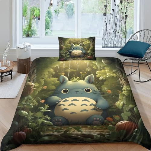 BLUEZY Süße Chinchilla Bettwäsche-Set 3D Serie Gedruckte Musterdesign Mit Reißverschluss Cartoon Anime Bettbezüge,dreiteiliger Bettbezug Set Microfaser Mit Kissenbezüg Single(135x200cm)