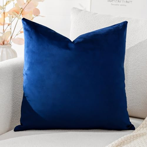 Artscope Samt Kissenbezug Kissenhülle Dekorative Dekokissen Sofakissen Lendenkissen Wurfkissenbezug Sofa Schlafzimmer 50x50cm Marineblau