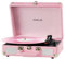 JORLAI Pink Vinyl Record Player 3 Speeds Portable Suitcase Turntable with Built-in Dual Speakers, Bluetooth Gramophone with Built-in Battery 3.5mm Aux Input/RCA Output