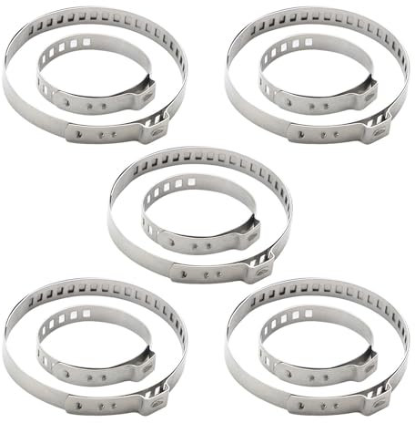 YMWALK Premium Stainless Steel Hose Clamps Set, Adjustable Worm Drive Duct Clamps, Fuel Line Car Pond Garden Pipe Clips, Heavy-Duty Hose Clips for Plumbing and Automotive Applications 10PCS