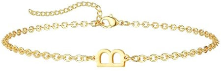 ZENGSING Buchstaben Armbänder Damen Mädchen Brief Initial Armband Einstellbar Elegante Armbänder A-Z Capital Initial Charme Armband Gold Armband Geschenke für Frauen Mädchen (B)
