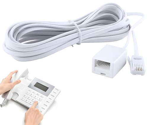 brileze BT Telephone Extension Cable 5M, White BT Male to Female Extension Cable Straight Through Telephone Cable Phone Line Extension Cable Compatible with UK BT Phone Landline Home Office Fax Modem