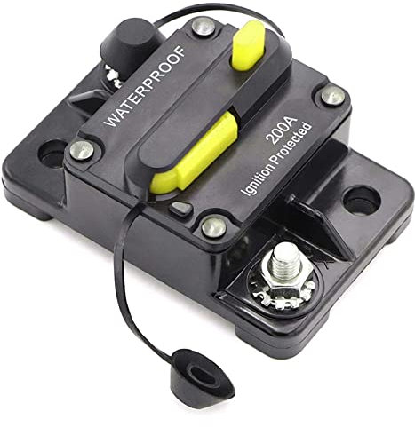 CWHHTVBI Disjoncteur 30-300A Double Batterie 12V 24V DC, fusible à réinitialisation Manuelle, disjoncteur de Voiture, Audio de Voiture, récupération Automatique en Ligne(200a)