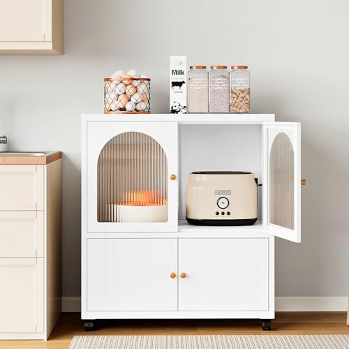 Aufbewahrungsschrank Sideboard Küchenschrank Küchenschrank Metallschrank Liquor Schrank Vitrinenschrank Stahlschrank Mehrzweckschrank für Küche Esszimmer Wohnzimmer Flur 80 x 40 x 90cm
