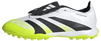 adidas Unisex Predator League Fold-Over Tongue Turf Football Boots, Cloud White/Core Black/Lucid Lemon, 12 UK