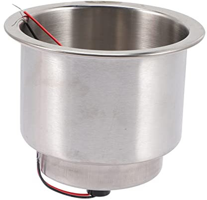 Becherhalter für Auto 15 LEDs aus Edelstahl Silber