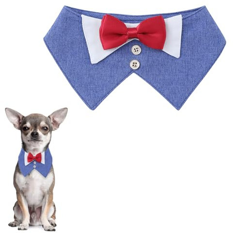 Yoolhamy Hunde Smoking Bandana, Fliege für Hunde Hochzeit, Haustier Dreieck Schal, Formale Hochzeit Party Hundehalstuch, Verstellbar Krawatte Haustier Anzug Fliege Bandana für Geburtstag Weihnachten
