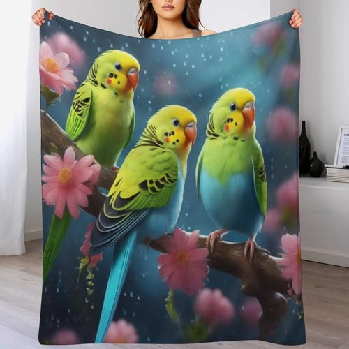 AAPZY Premium Tagesdecke | Bettüberwurf Wohndecke Weiche Flannel süßer Vogel Decke Sofadecke Mit 3D Muster Vier Jahreszeiten Wohndecke Für Bett/Couch （130×150cm）