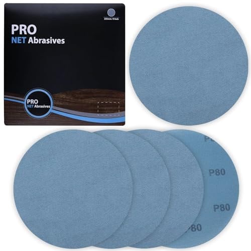 LEONTOOL 9 Inches Mesh Abrasive 80 Grit 5 PCS Hook and Loop Drywall Sanding Disc, Mesh Sandpaper Net Sander Disc Abrasives Pads Mesh Sanding Pads Drywall Sander Sandpaper for Metal, Wood