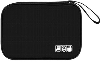 Tunejoy Sac de Rangement Câbles Portable Organisateur pour Electronique Étanche Accessoires Housse Câble pour Clé USB Disque Dûr Cartes Mémoires 24x16,5x1,8 cm Noir