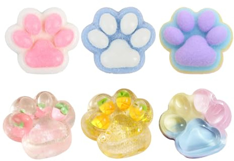 AYNKH 6-teiliges Set Squishy Taba, Katzenpfoten, mehrfarbig, Anti-Stress, weiches Spielzeug für Kinder und Erwachsene, ideal für Weihnachten, Halloween, Geburtstag, Kinderpartys