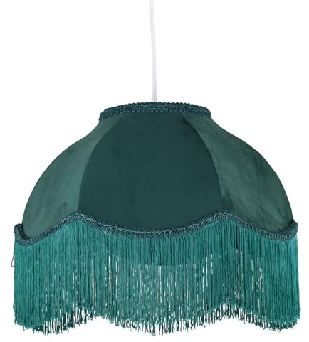 Fringe - Dark Green Velvet Fringed Pendant or Lamp Shade