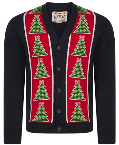 Tokyo Laundry Men's Novelty Nordic Fair Isle Style Christmas Cardigan | Smooth non-itch knit, button fasten